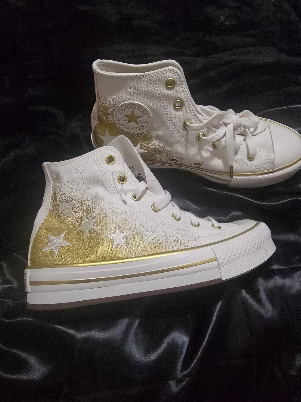 Converse White & Gold High-Top Sneakers